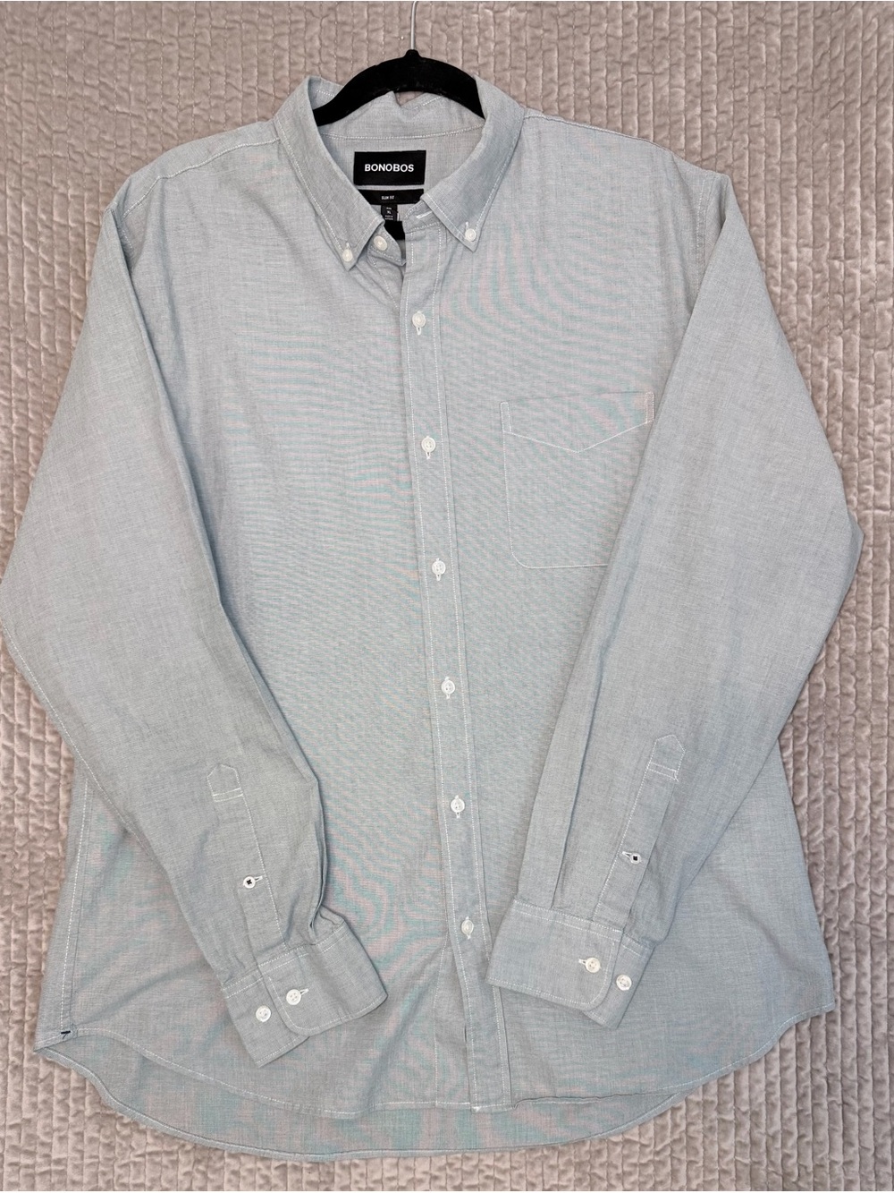 BONOBOS Slim Fit Button-Down Shirt – Men’s XL – Sage Green – Stretch Cotton